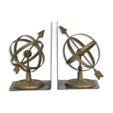 Pair of greenhouse book Astrolabe Sphere Armillary brass 1970