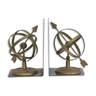 Pair of greenhouse book Astrolabe Sphere Armillary brass 1970