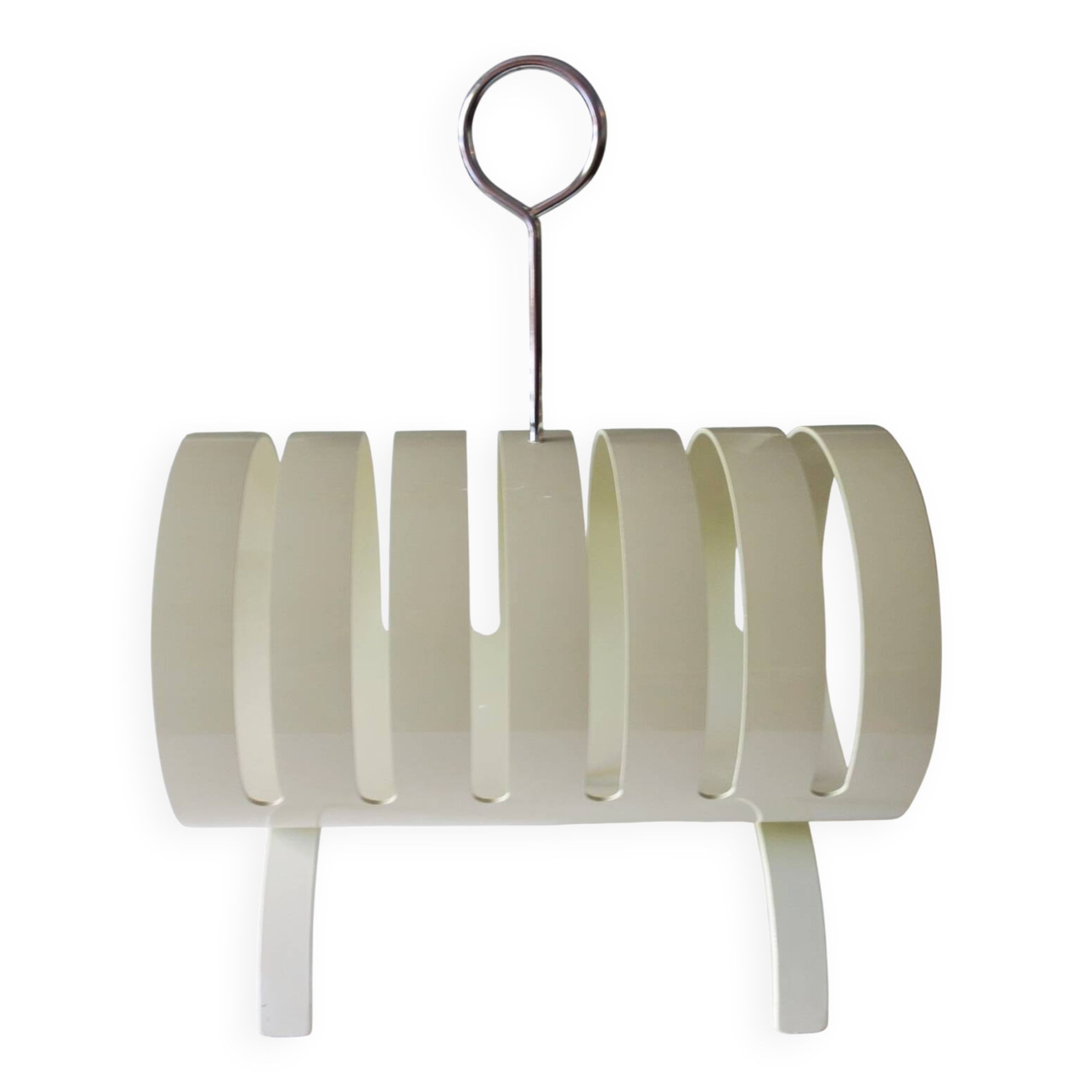 Opal Möbel white lacquered plywood magazine rack, 1960s