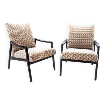 Paire de fauteuils vintage, Pologne, années 1960. Après rénovation.