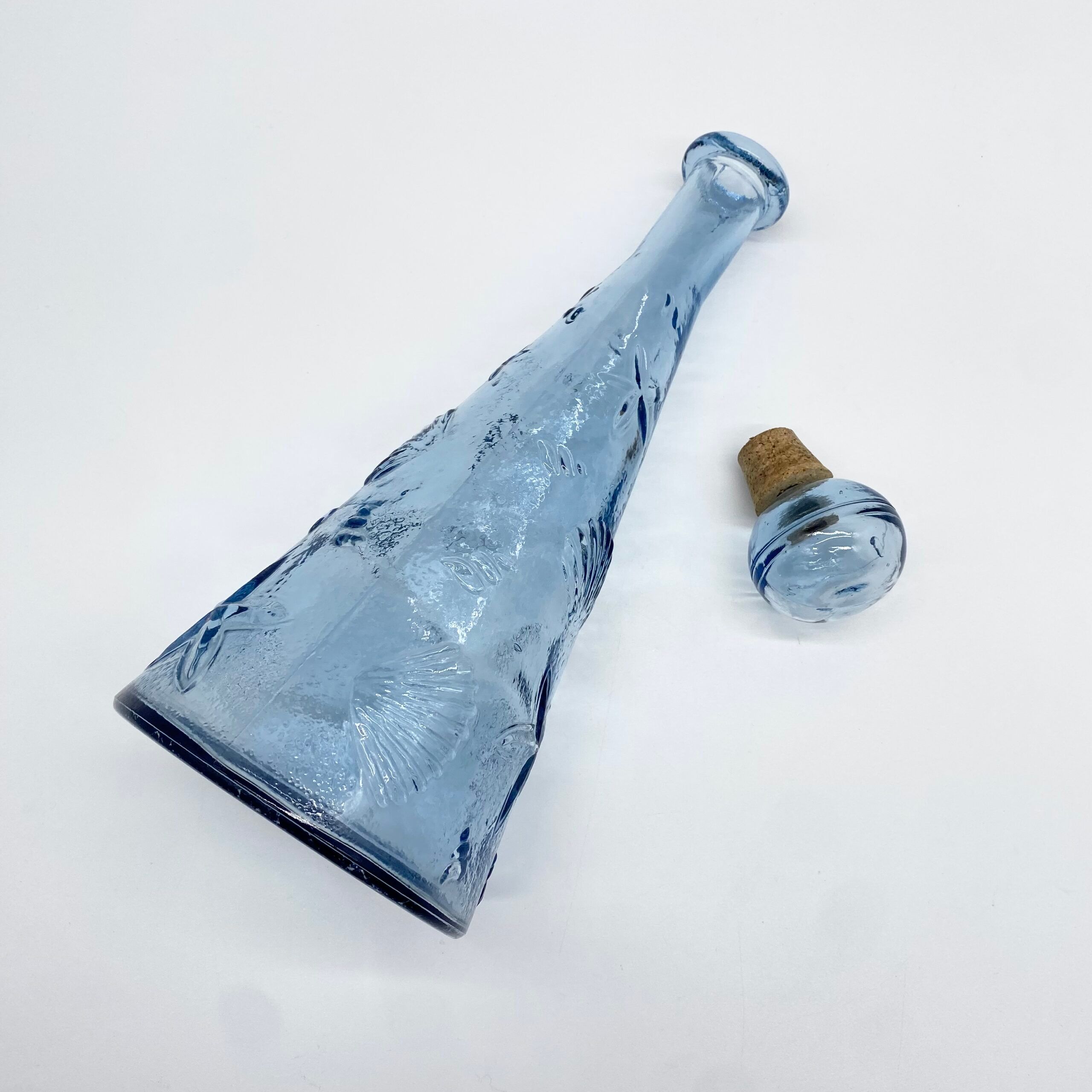 Carafe "fonds marins" verre bleu – Empoli, 1970s