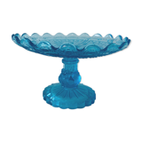Coupe sur pied en verre bleu