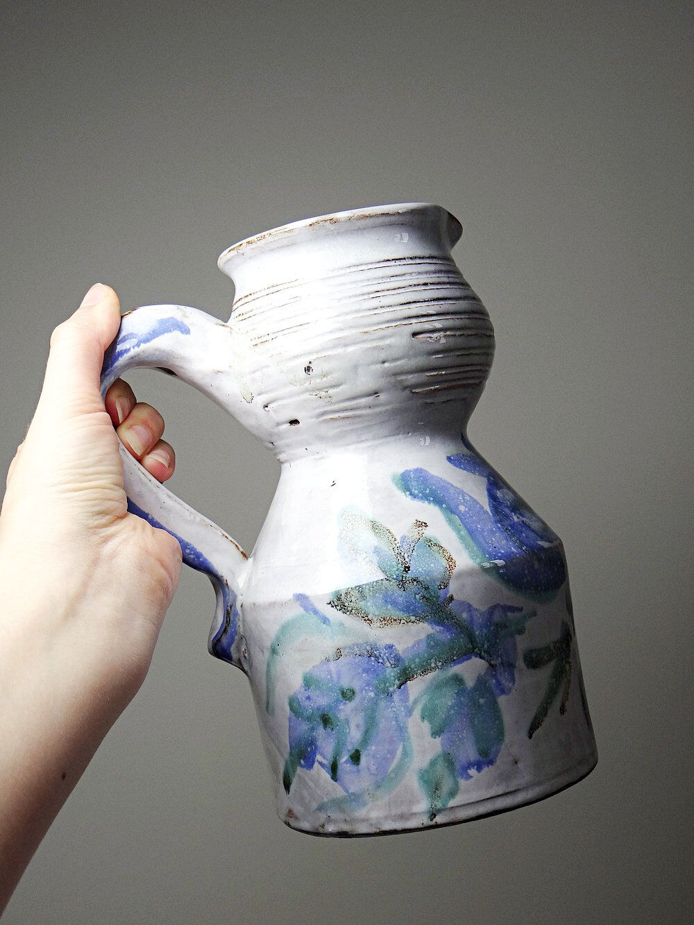 Glazed stoneware pitcher Vallauris 1970s Boris Kasianoff, Albert Thiry, Le Mûrier