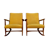 Pair of rocking chairs, designed by Georg Jensen, Kubus Møbler, Denmark, 1950s