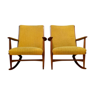 Pair of rocking chairs, designed by Georg Jensen, Kubus Møbler, Denmark, 1950s