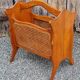 Magazine rack, wood and canework, vintage, 70s - 80s