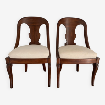 Two mahogany Empire Gondola chairs