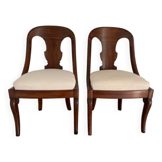 Two mahogany Empire Gondola chairs