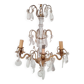 Chandelier with glass flower pendants from the beginning of the last century