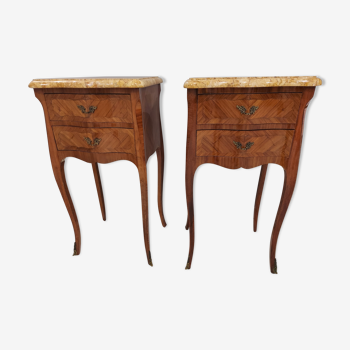 Pair of rosewood bedside tables Louis XV style