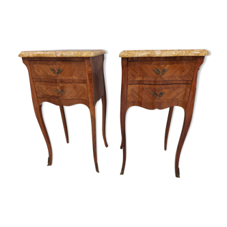 Pair of rosewood bedside tables Louis XV style