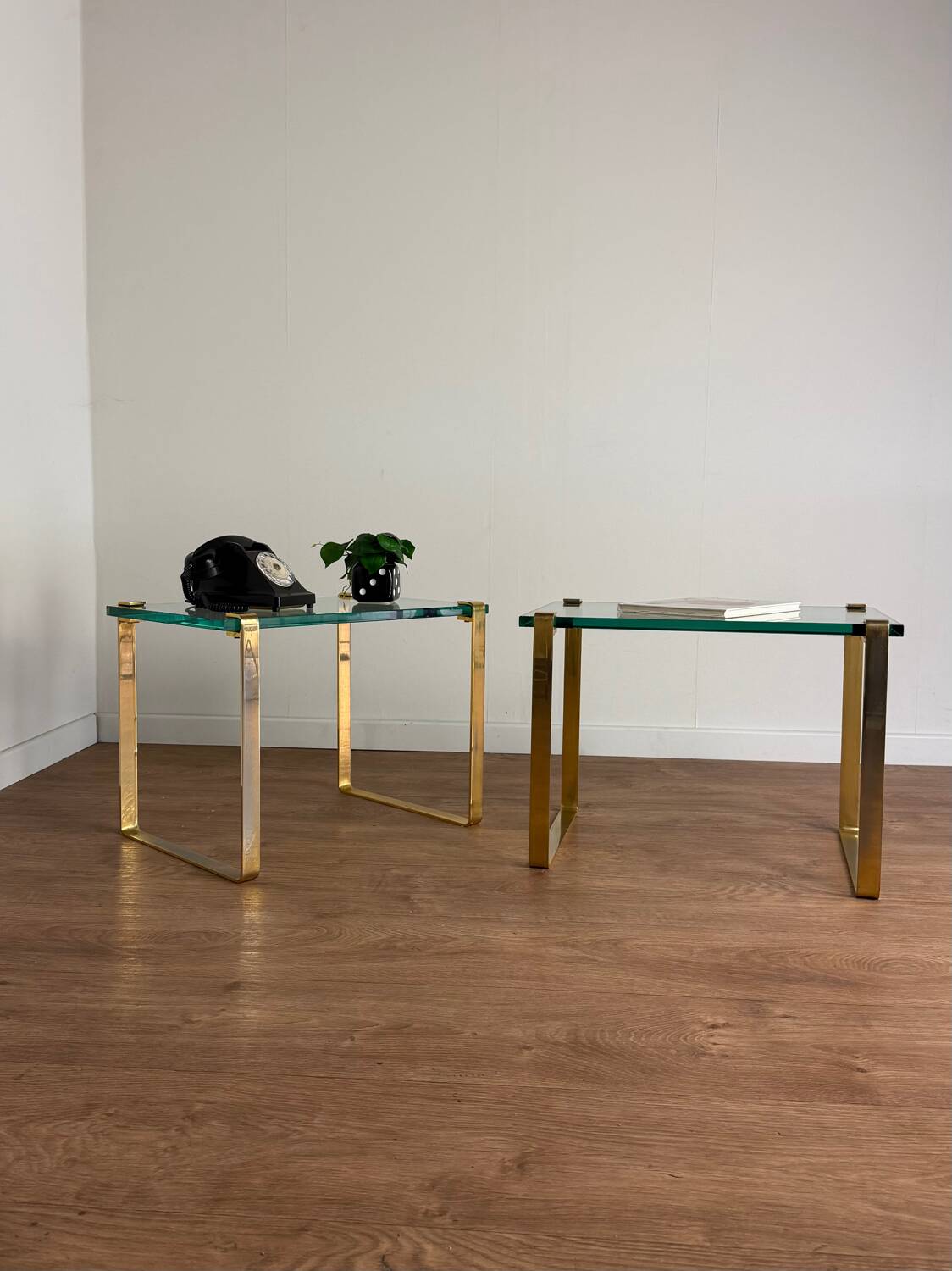 Pair of vintage gilt coffee tables by Friedrich Wilhelm Möller, 1970s