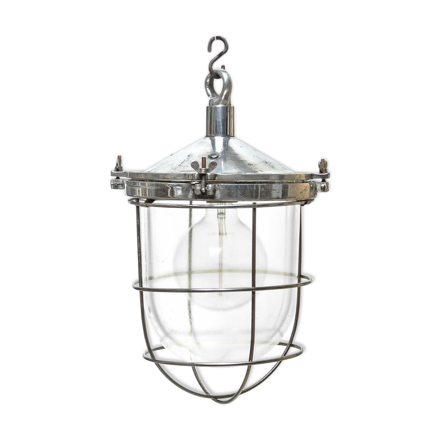 Screened glass globe suspension