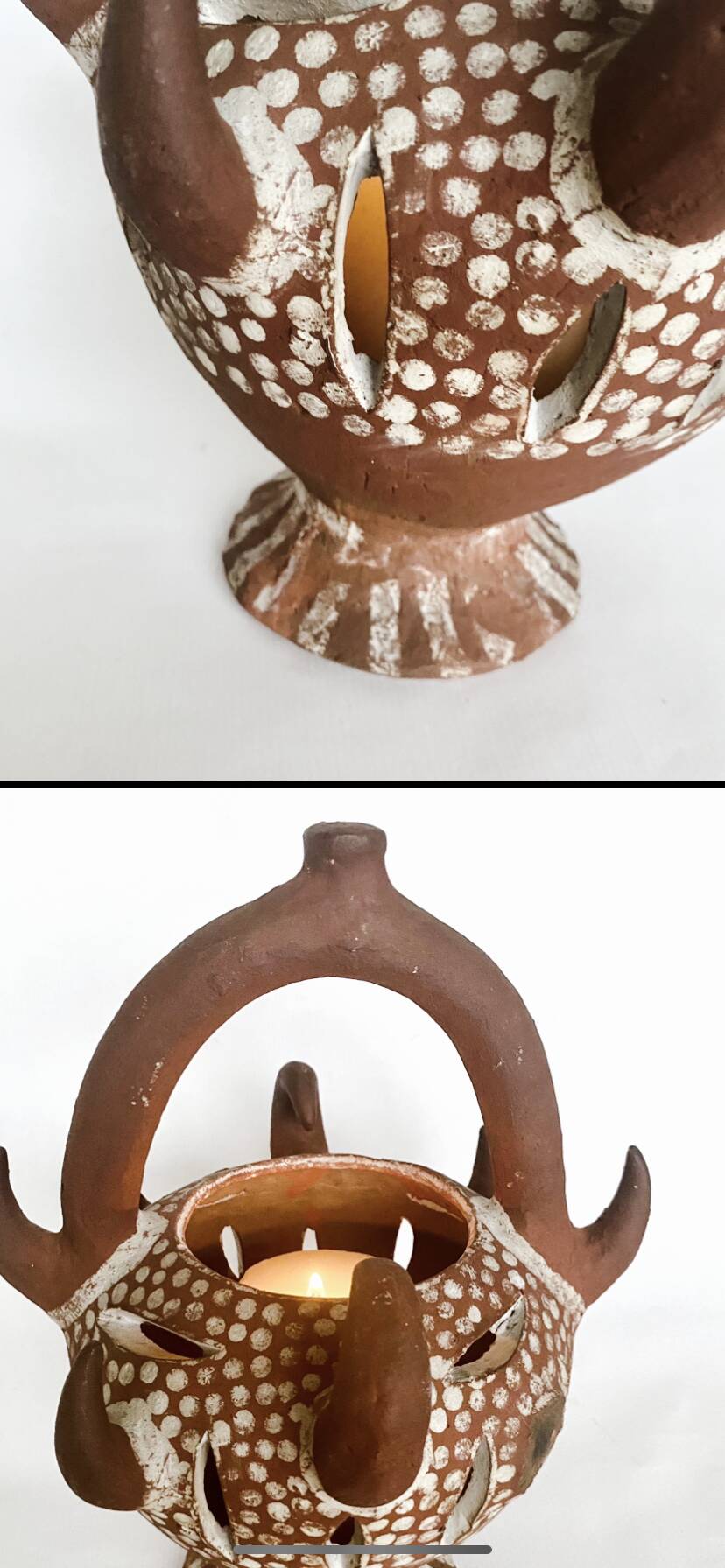 African terracotta tealight holder