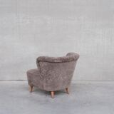 Gösta Jonsson Shearling Mid-Century Swedish Lounge Chair