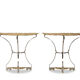 Pair of metal and bronze cast consoles. Contemporary.