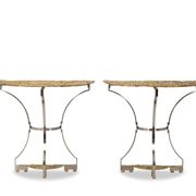 Paire de consoles contemporaines en métal et fonte de bronze