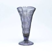 Mid-century modern vase, pressed amethyst glass, Huta Libohovice, Czechoslovakia, 1960s