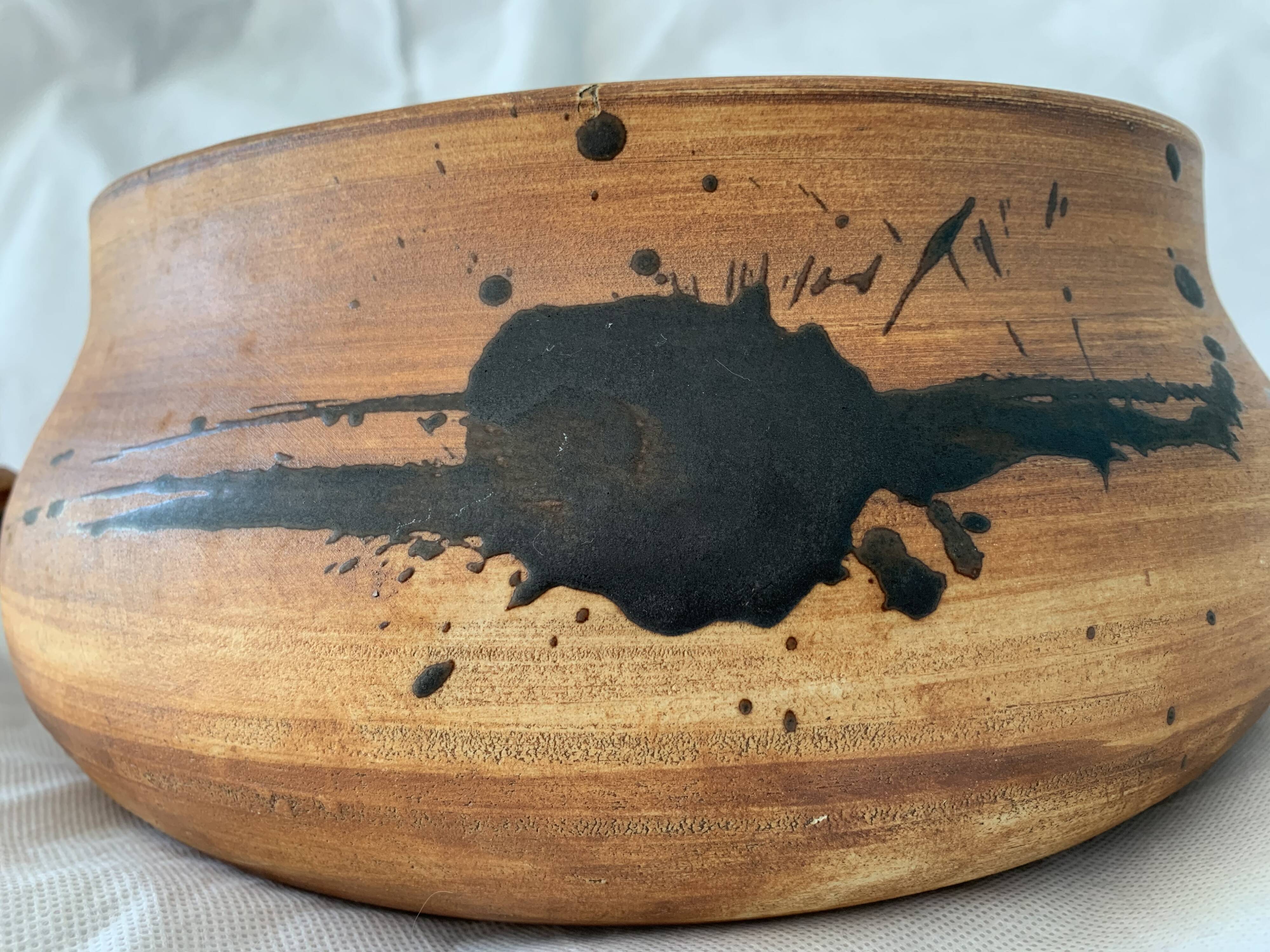 Service dish enamelled sandstone Pottery of the Vallauris Dove