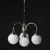 Art Deco Chrome 4-flamming Chandelier, 1930s
