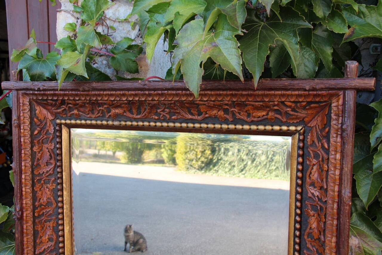 Black Forest Style Mirror XIX Century Attributed to the Levera Brothers in Turin