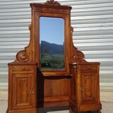 Dressing table with storage, in solid walnut