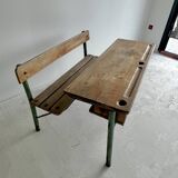 Ancien pupitre d’école double vintage Colman Thonon 1950-1960
