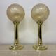 Set of 2 large globe glass table lamps , 1970s