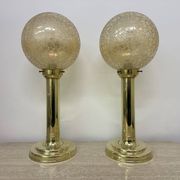 Lot de 2 grandes lampes de table globe en verre, années 1970