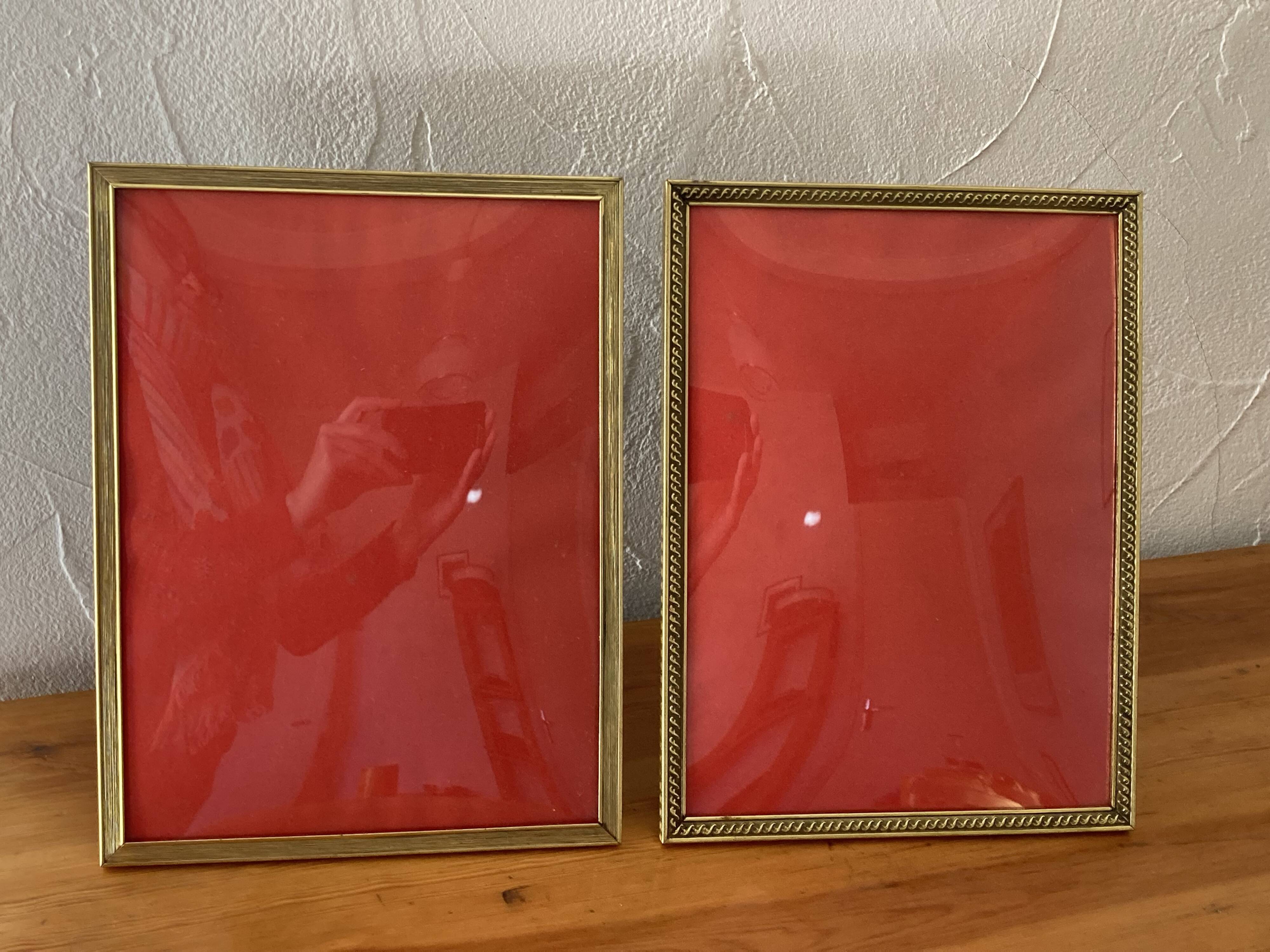 Photo frames, convex glass and gilded brass, 1960s-1970s