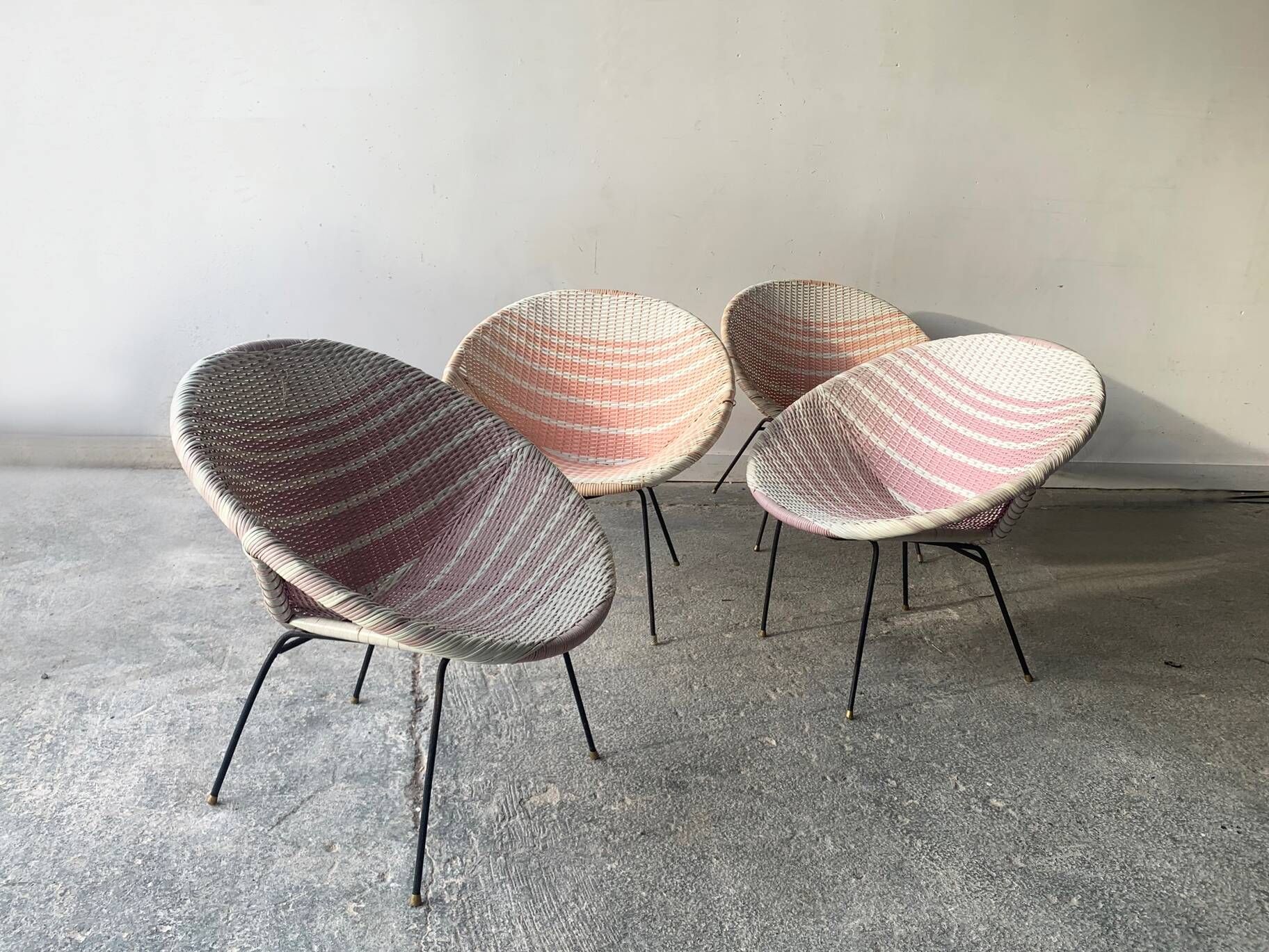 Vintage Mid-Century woven Sputnik  bucket chair