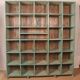 Old workshop shelf in original green-blue patina Burmese teak