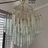 Vintage italian brass and glass chandelier, 1970s