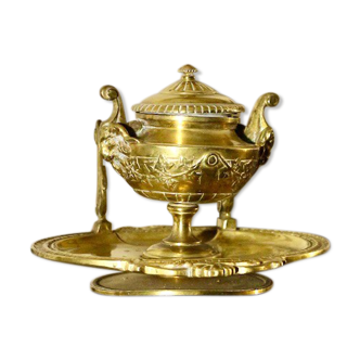 Encrier porte-plume en bronze