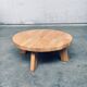 Brutalist Oak Round Coffee Table from Meubelfabriek Oisterwijk, Netherlands, 1960s