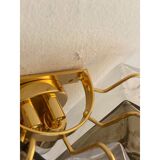 21st Century Transparent and Fumè "Squared" Murano Glass Wall Sconces - a Pair
