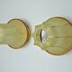 Pair of pear-shaped "cocoon" wall lights, resin and pine, Italy, 1970