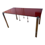 Red glass dining table 1=2 Jean Nouvel