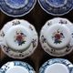 A set of 6 flat plates pairs Sarreguemines Lunéville Blue Flowers.