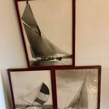 Lot of 3 black and white photographs sails and sailboats
