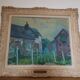 Tableau ancien huile sur toile encadrée maisons