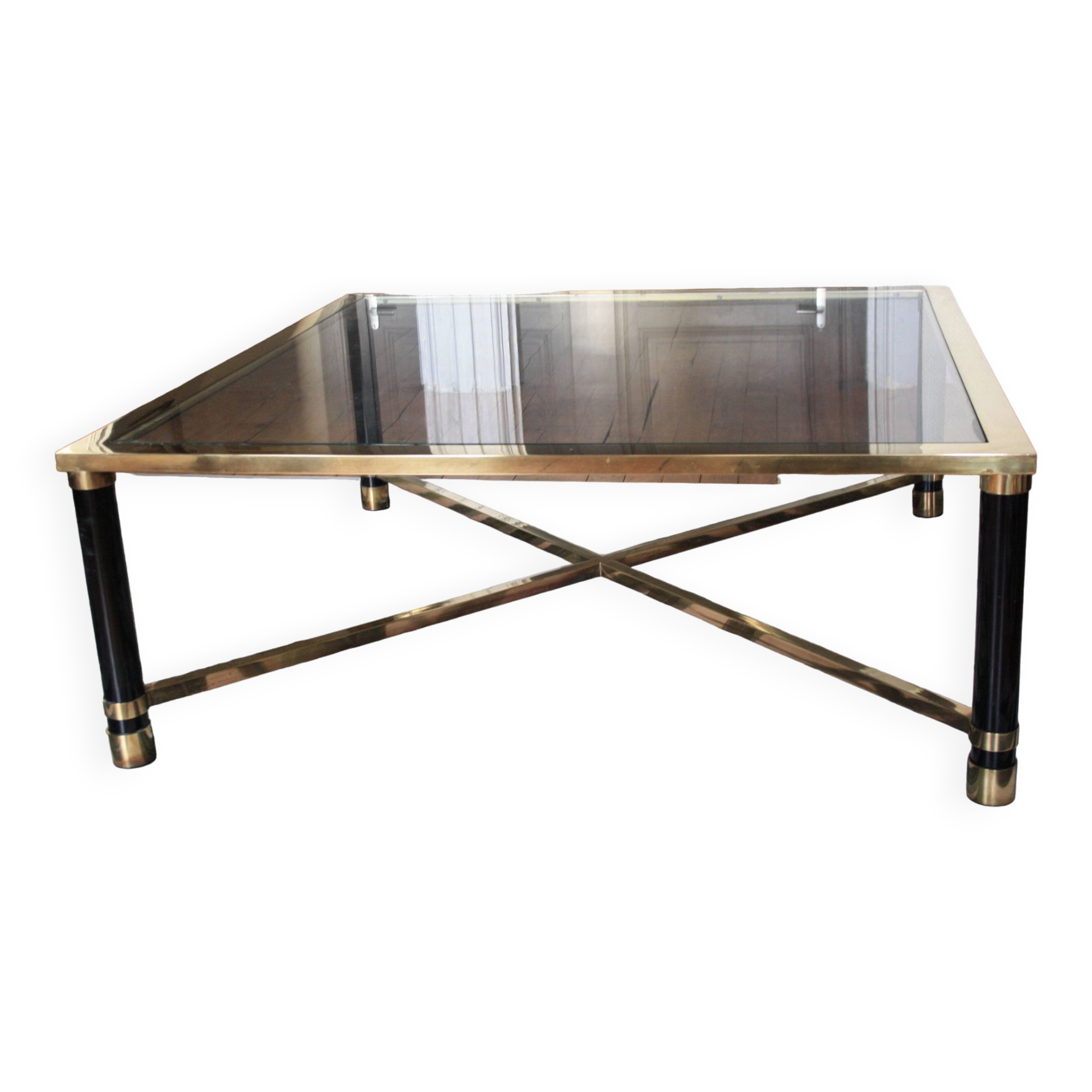 Square brass glass coffee table