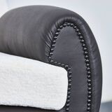 Italian Art Deco Leather and Fabric Club chairs-Armchairs, 1950s, Set of 2