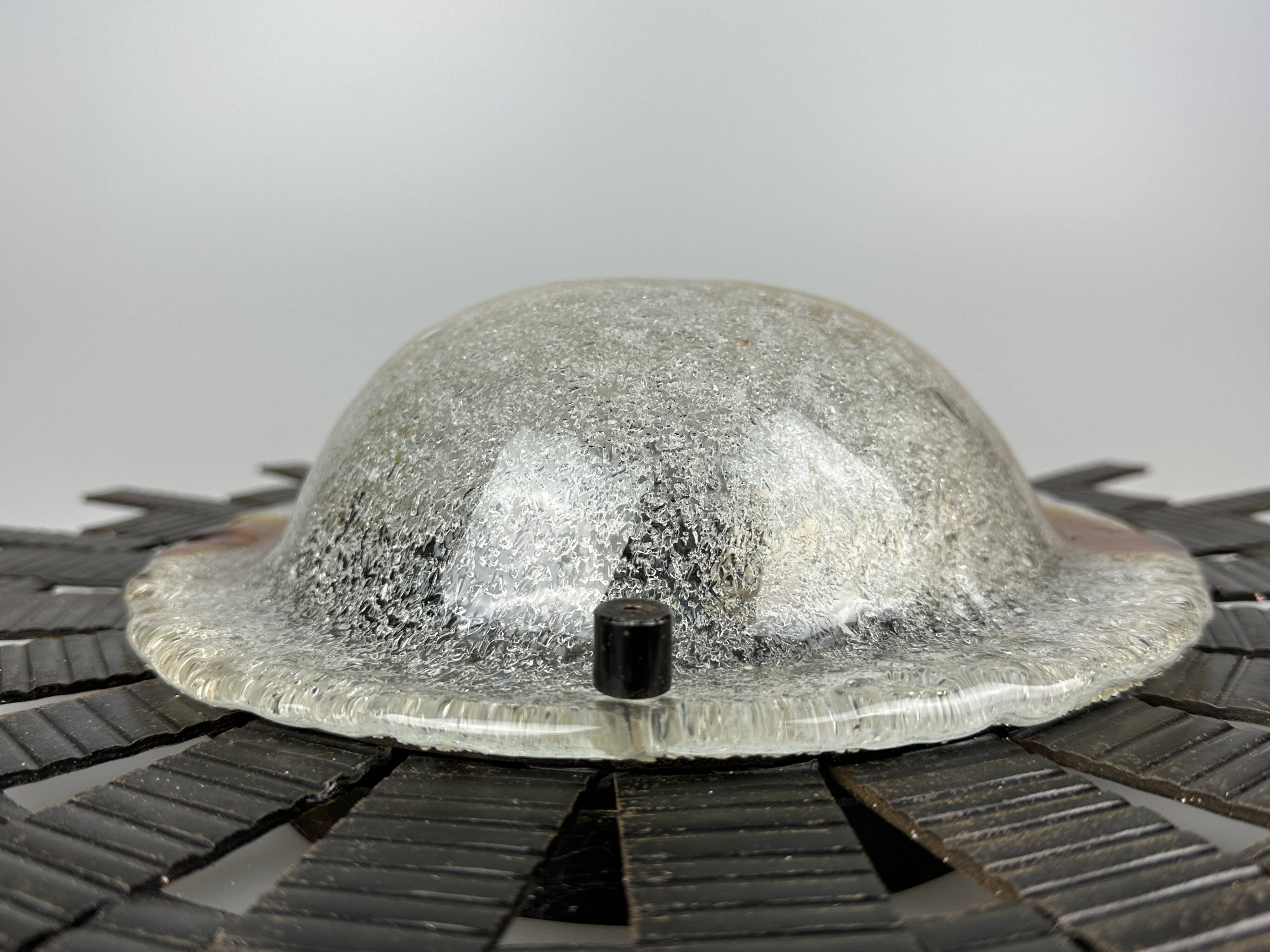 60s 70s Brutalist wall lamp wall light iron & glass by Honsel Leuchten