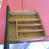 Table in red formica, 4 roc chairs, 2 extension cords, 2 drawers 60