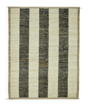 Tapis en laine beige tissé à la main, tribal, unique en son genre, 271 cm x 357 cm.