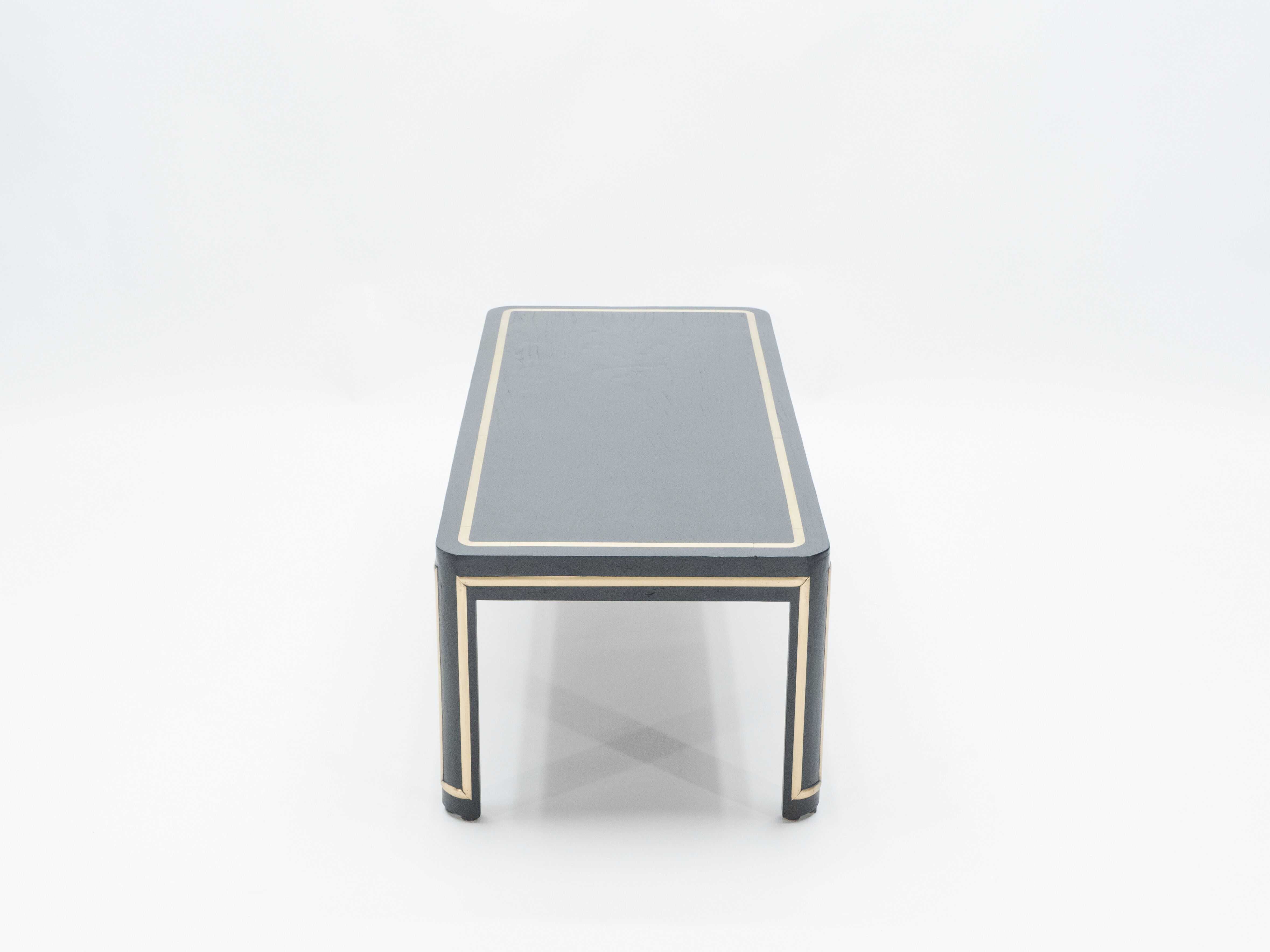 Black wood painted and brass art deco coffee table  circa 1940