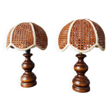 Pair of vintage rattan lamps