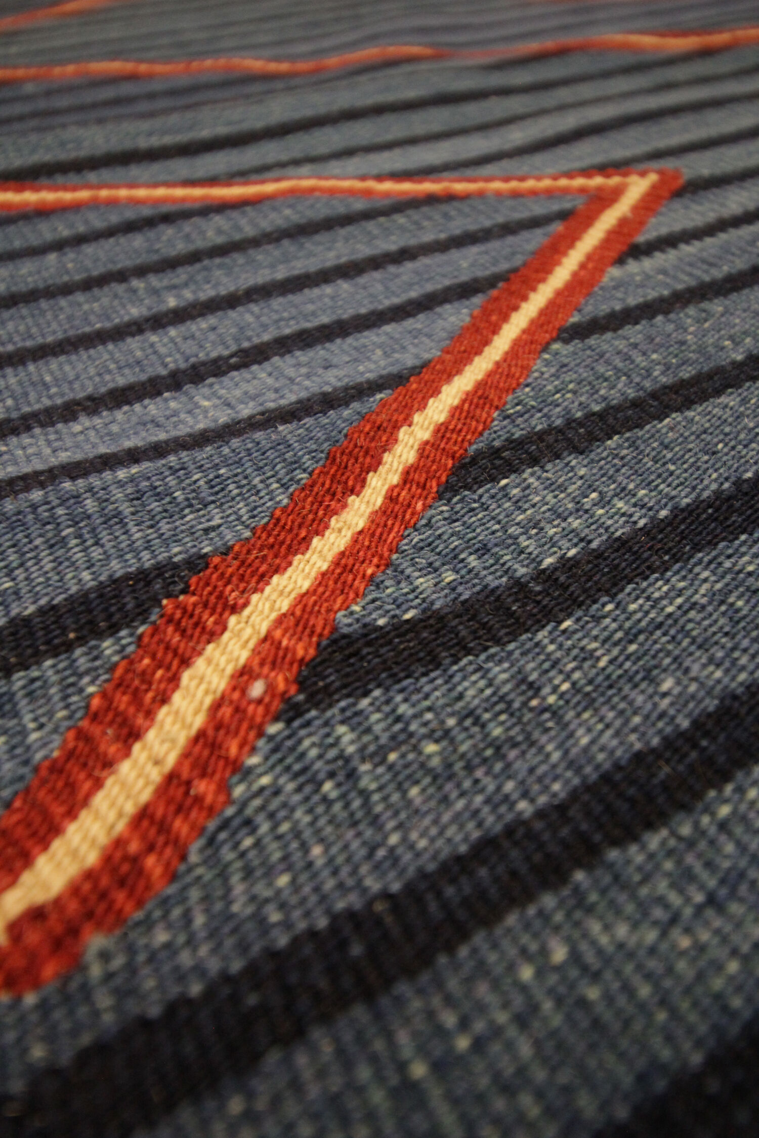 Modern geometric blue kilim rug handwoven flatwoven wool area rug- 122x183cm