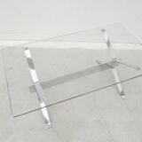 Table basse en chrome et verre, 1970